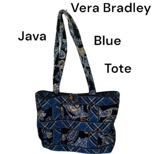 Vera Bradley Lucite Toggle Closure Java Blue Tote- Original Java Blue - Vintage